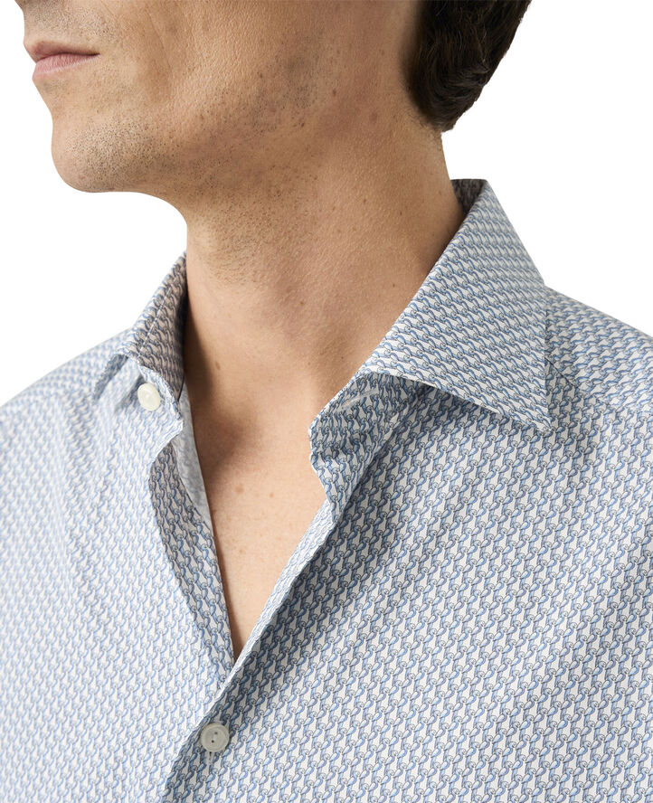 ETON Contemporary Fit Light blue Parrot Print Signature Twill Shirt Blå