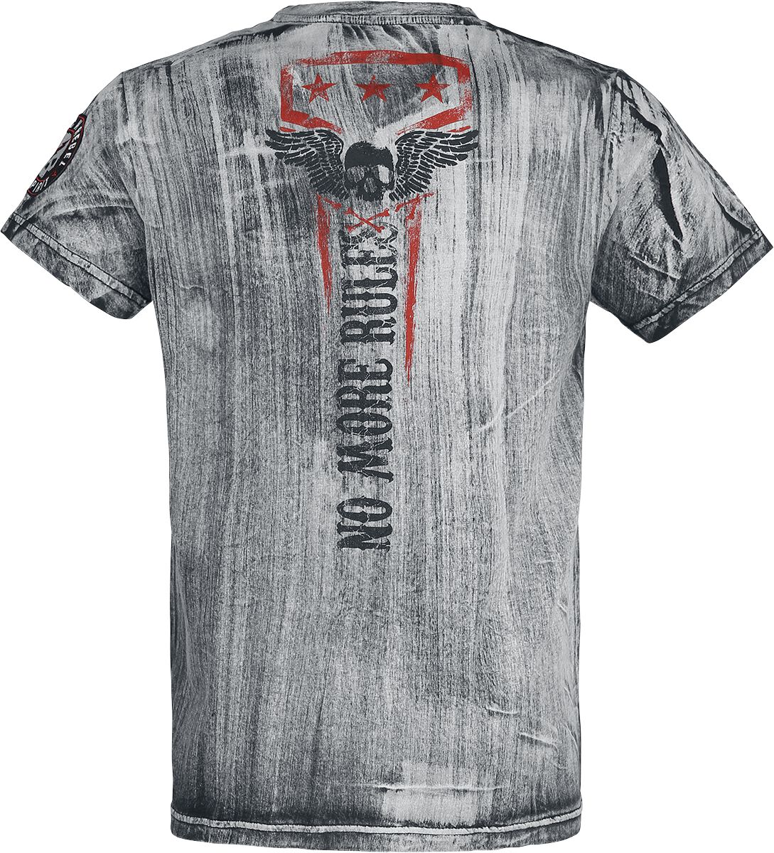 T-Shirt Gris Col En V & Imprimé | Rock Rebel by EMP T-Shirt Manches courtes
