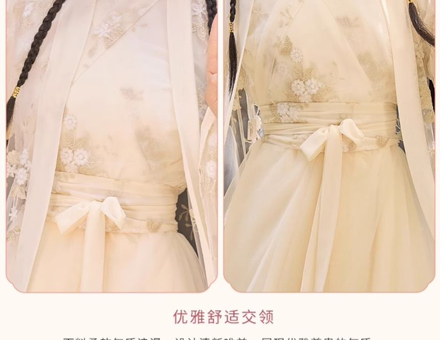 Francoix - Hanfu-jurkset met lange mouwen en bloemenprint