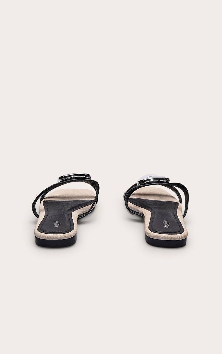 Noir Sandales Mules En Synthétiquecuir Avec Détails Argentés