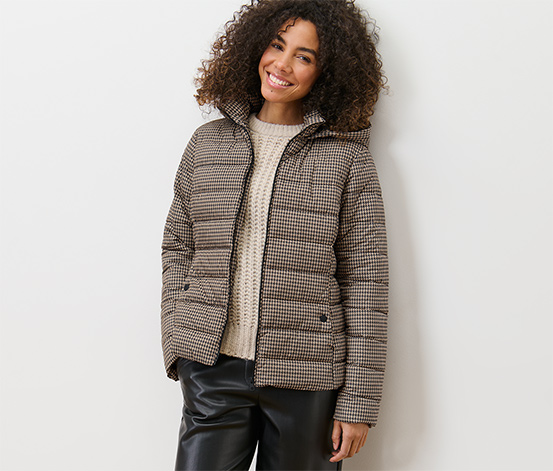 Bedruckte Steppjacke mit Kapuze