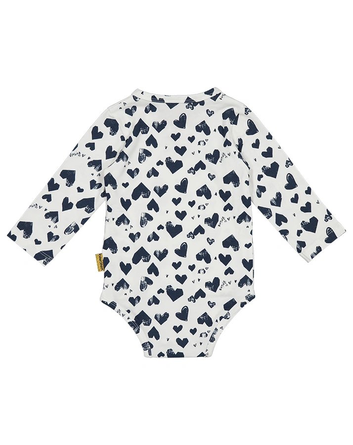 Langarm-Wickelbody PHILOU BABY in weiß/dunkelblau