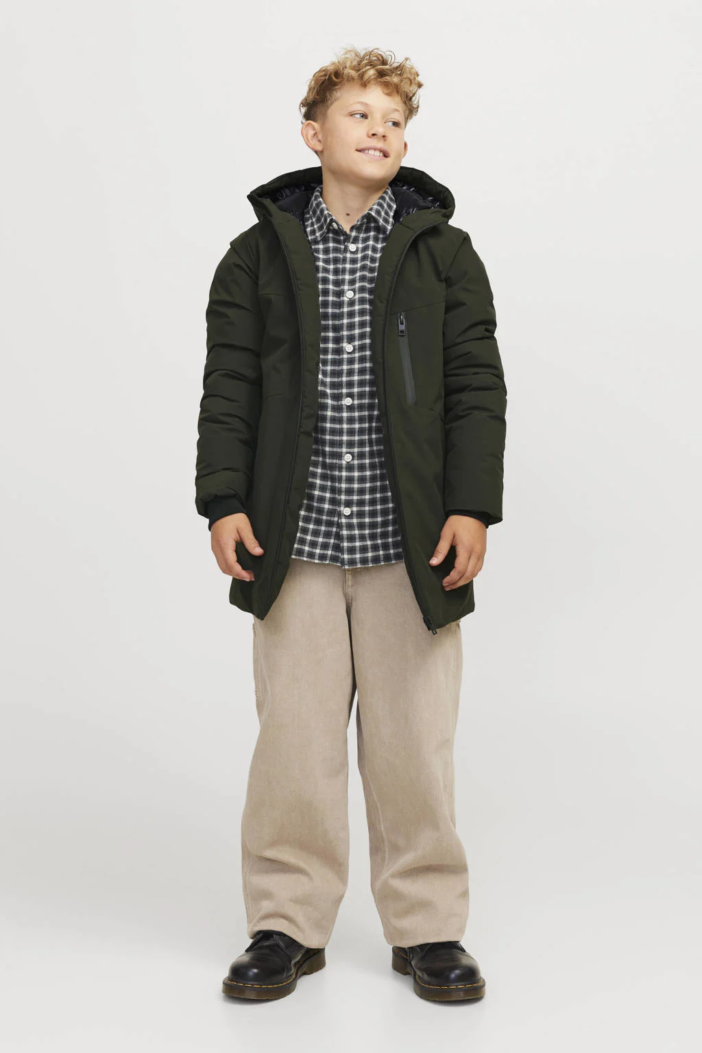 JACK & JONES gewatteerde winterjas JJPAYNE donkergroen