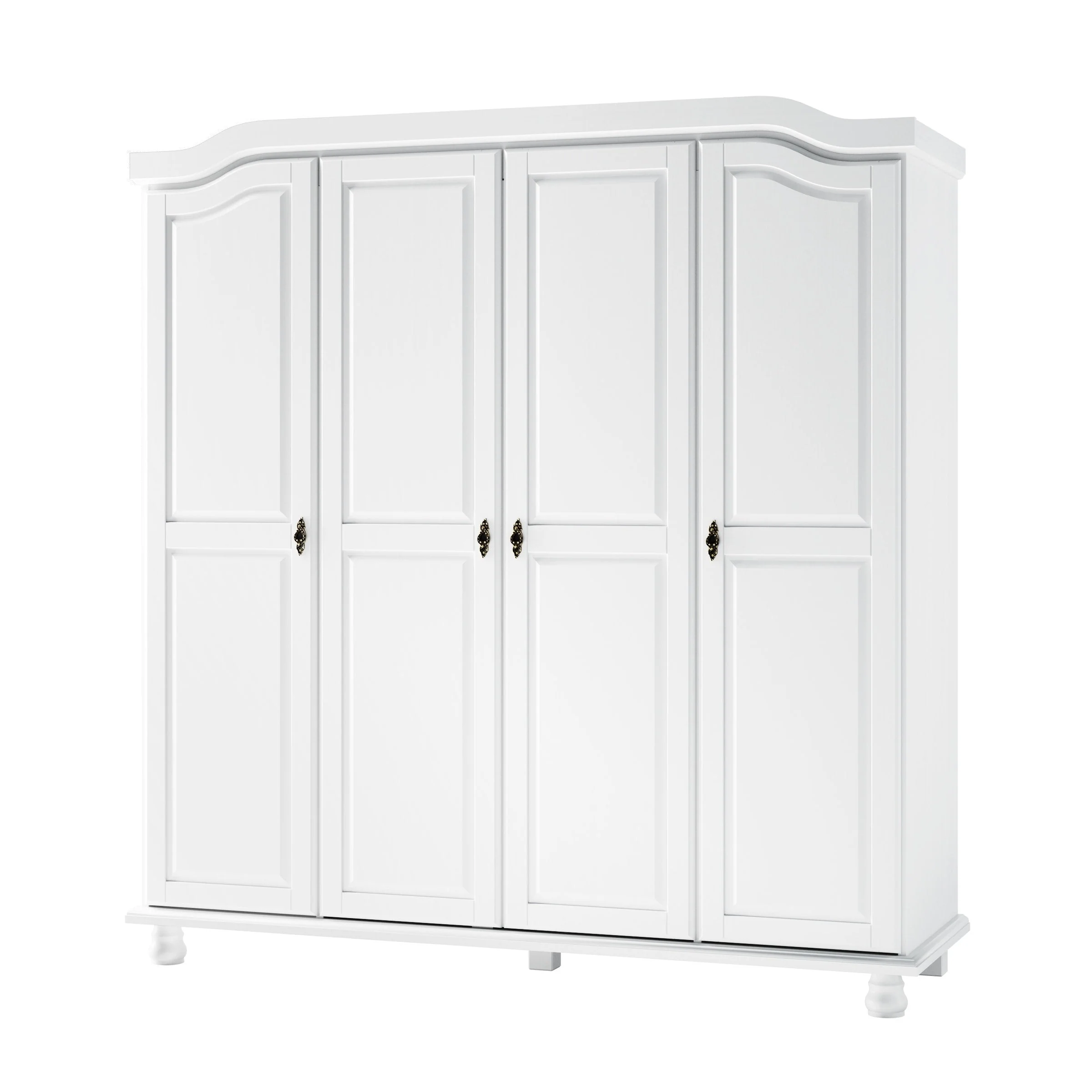 Palace Imports 100% Solid Wood Kyle 4-Door Wardrobe Armoire with Solid Wood or Mirrored Doors