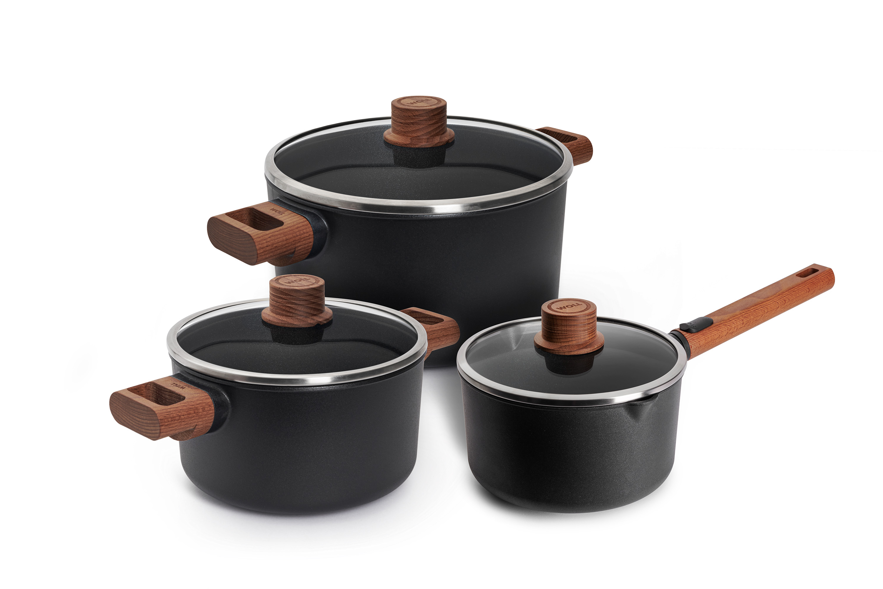 Eco Logic QXR Topf-Set, 6-tlg., Ø 24 + 20 + 18 cm - Griffart: Holz Griff