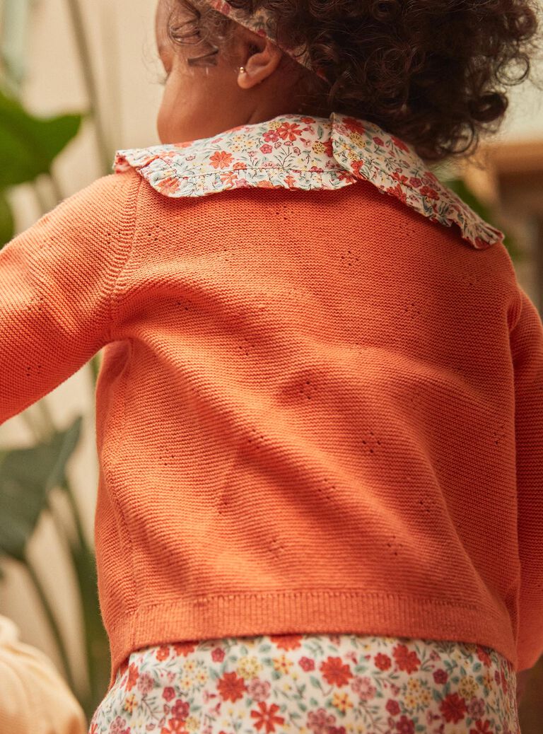 Cardigan orange à manches longues