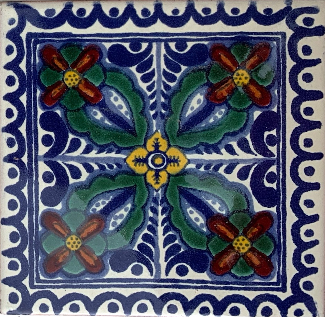 Kachel 'Susana', blau, multicolor, T 10 cm, B 10 cm, H 0,5 cm von fischer's lagerhaus