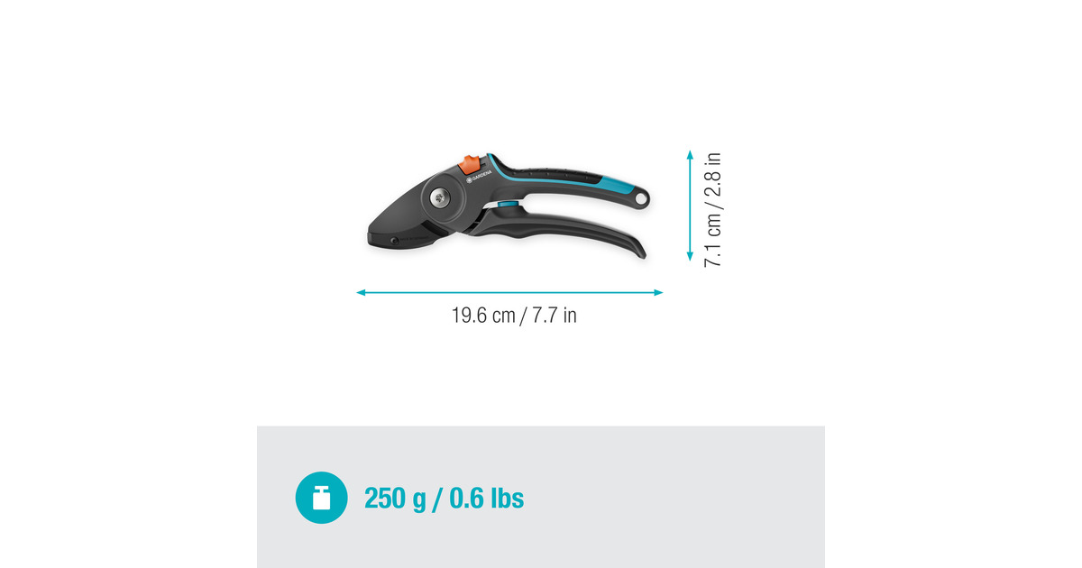 GARDENASnoeischaar PremiumCut Pro​ voor droog hout met aambeeldsnede  (Grijs/turquoise, 24 mm snoeidiameter)