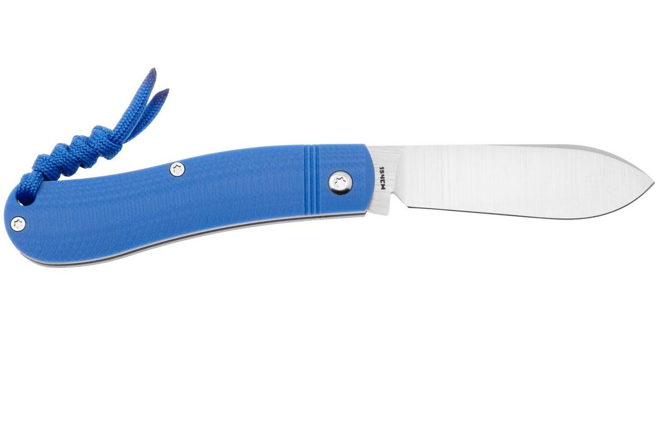 Jack Wolf K9 Jack Ultralight Series K9-02-G10-BLU-OARC Satin 154CM, Blue G10 Opposing Arcs, slipjoint zakmes