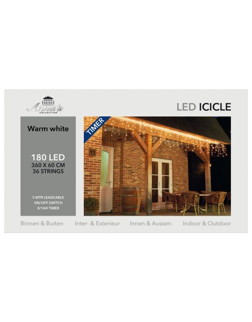 Anna's Collection Icicle Lights Transparant - Kerstverlichting - Warm Wit