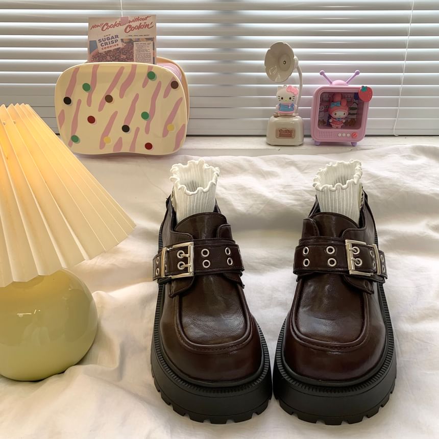 DURAC - Loafers met imitatieleren gesp en plateauzool