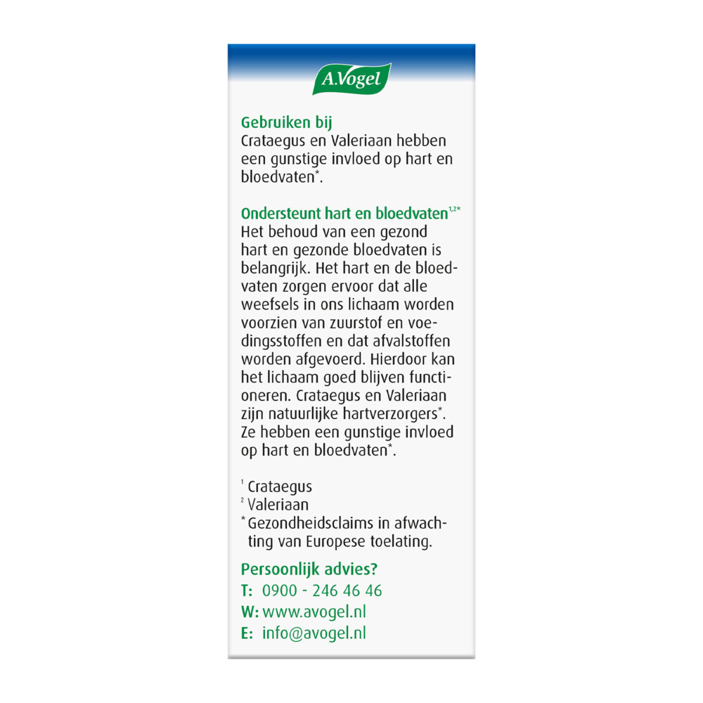 A.Vogel Crataegus Hart en bloedvaten80 tabletten