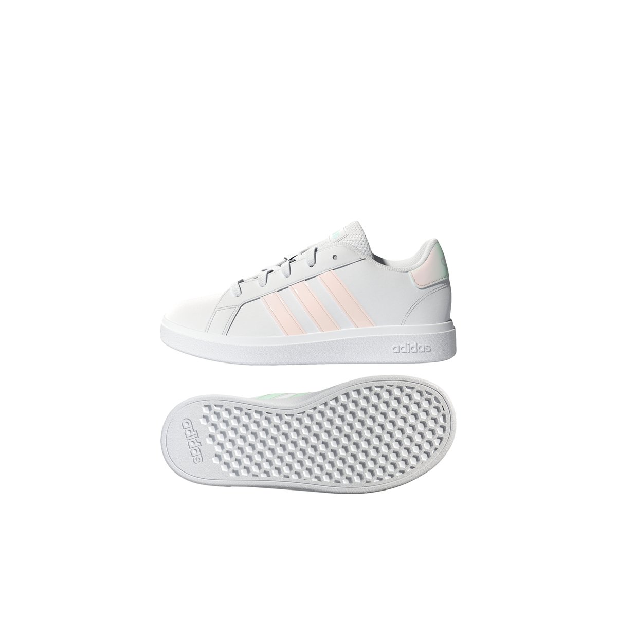 ADIDAS-Court_k-jg-Baskets - Talon plat - Blanc