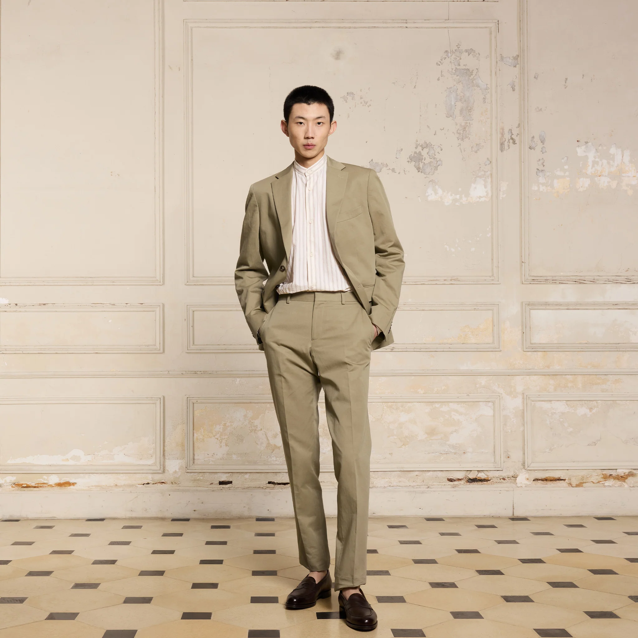 Light khaki linen and cotton jacket