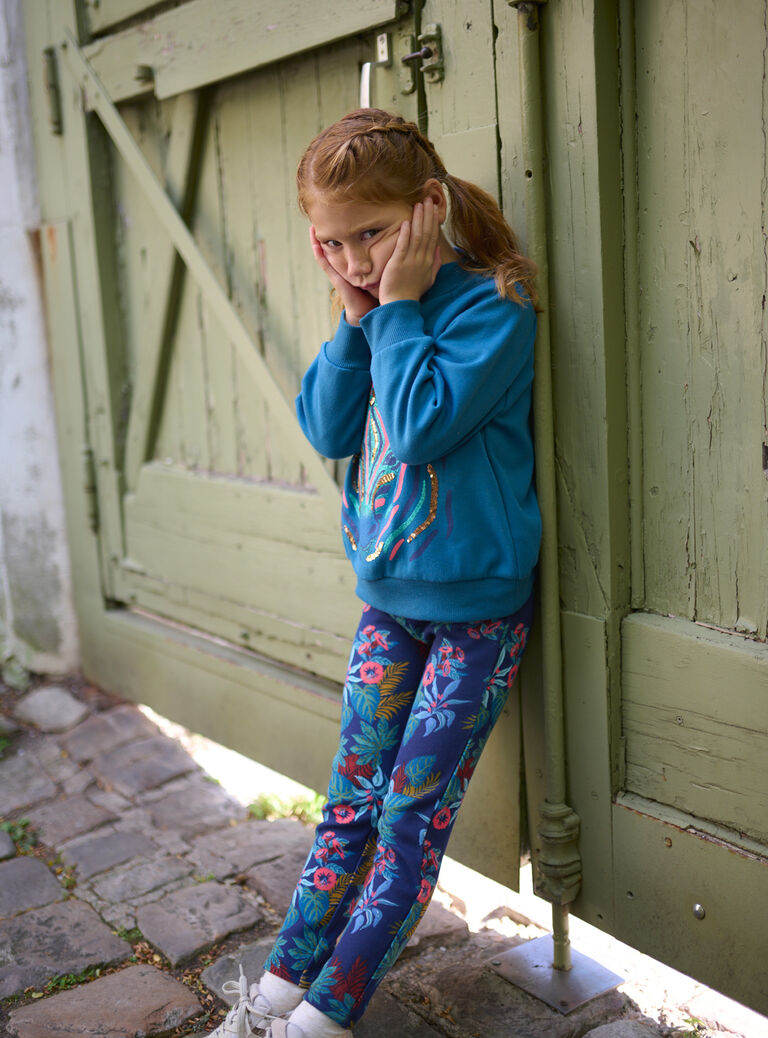 Pantalon à imprimé tropical