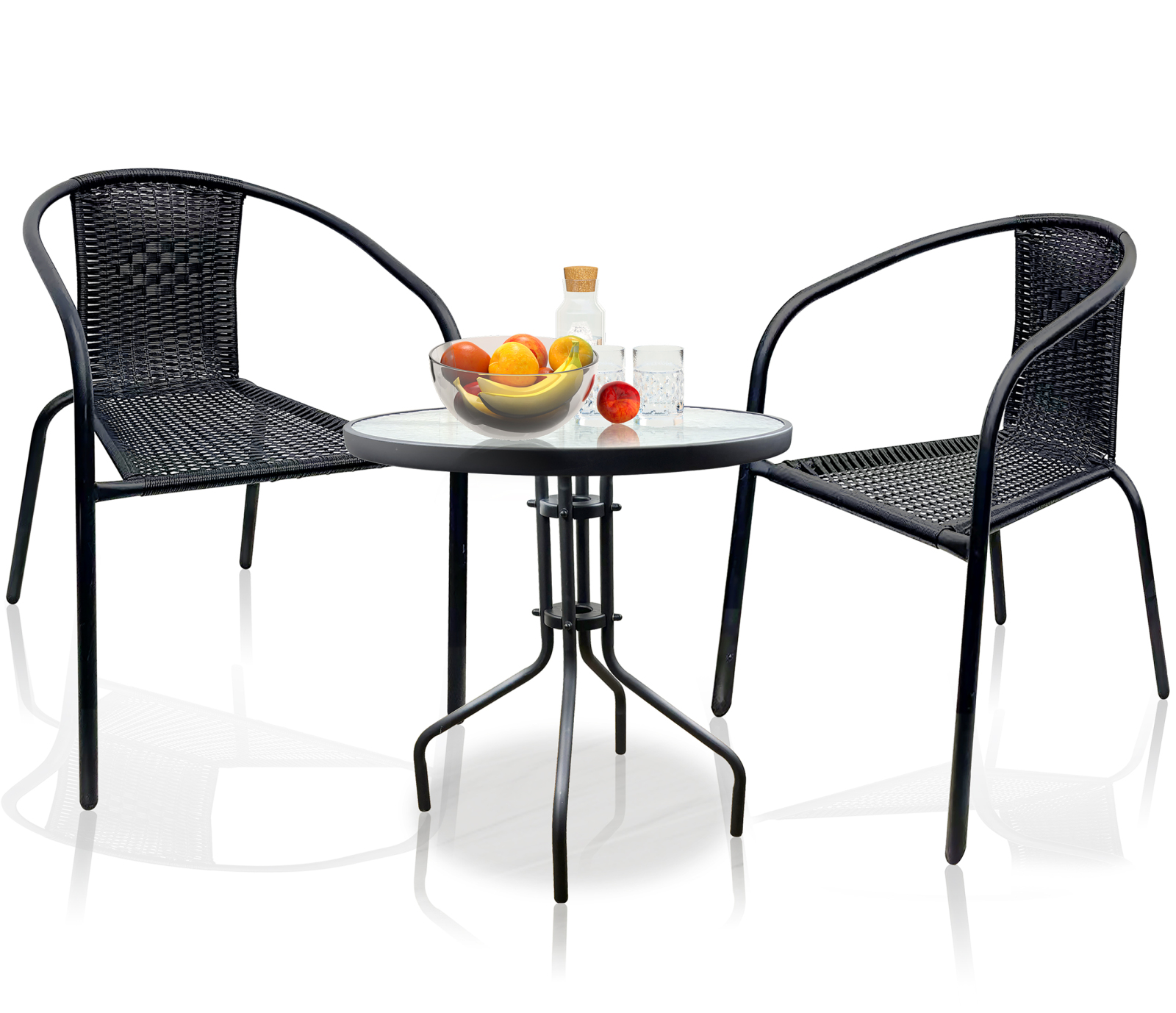 2er-Set Stapelstuhl GALONA - schwarz - Rattan