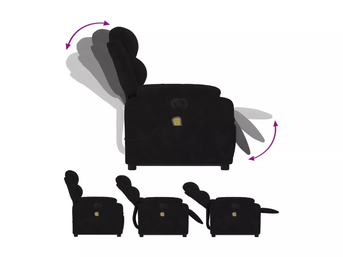 Fauteuil inclinable massant électrique noir velours