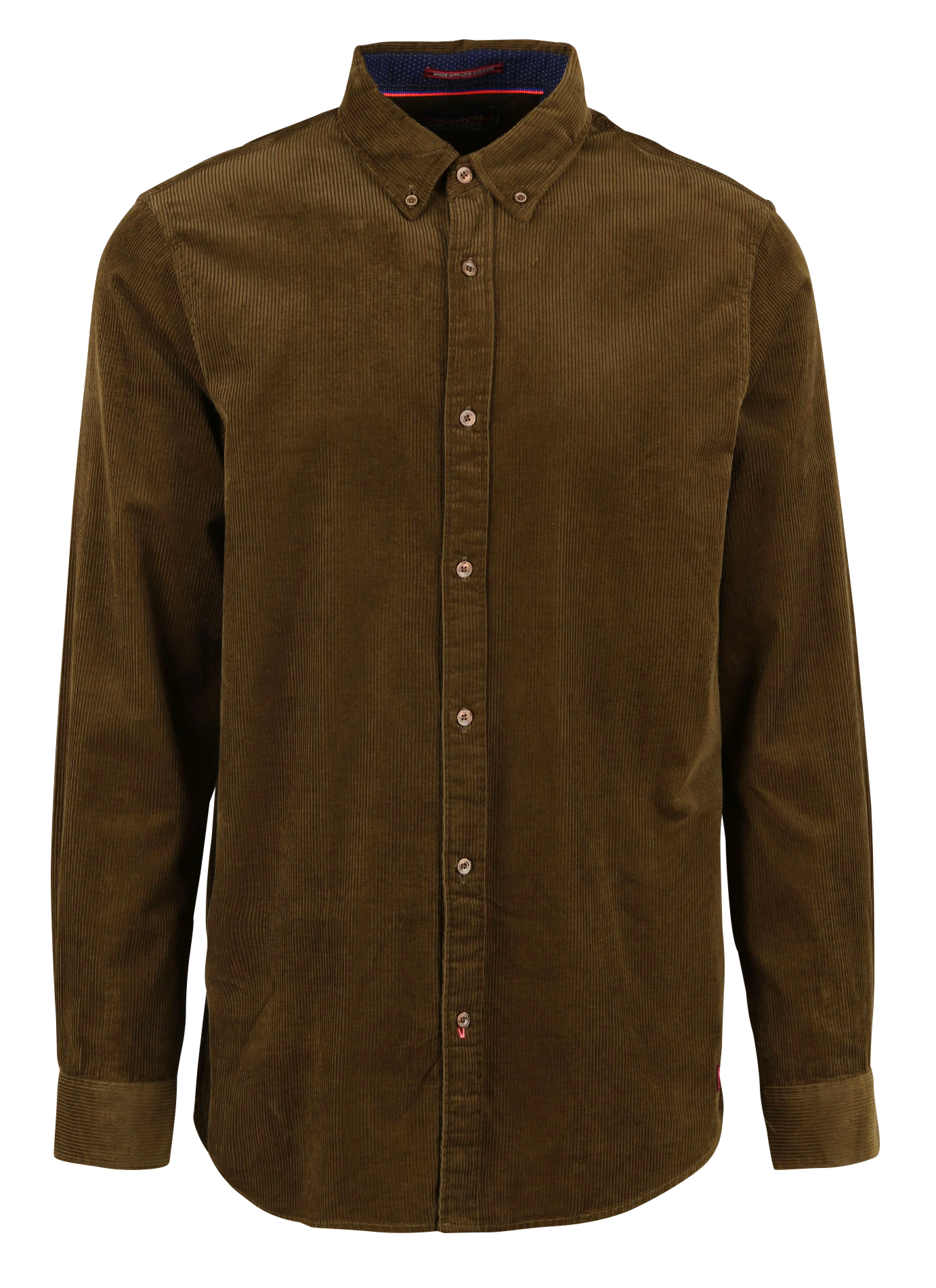 Chemise col américain en velours de coton côtelé| Kaki