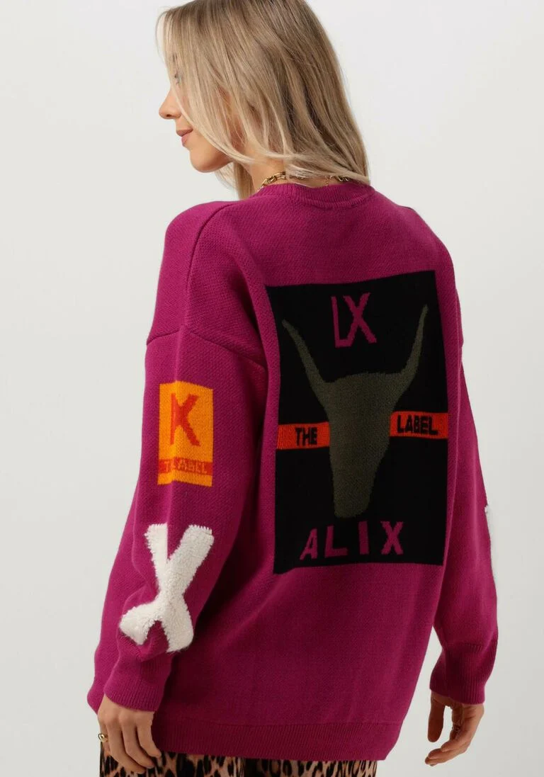 ALIX THE LABEL bordeaux alix the label trui ladies knitted art work pullover