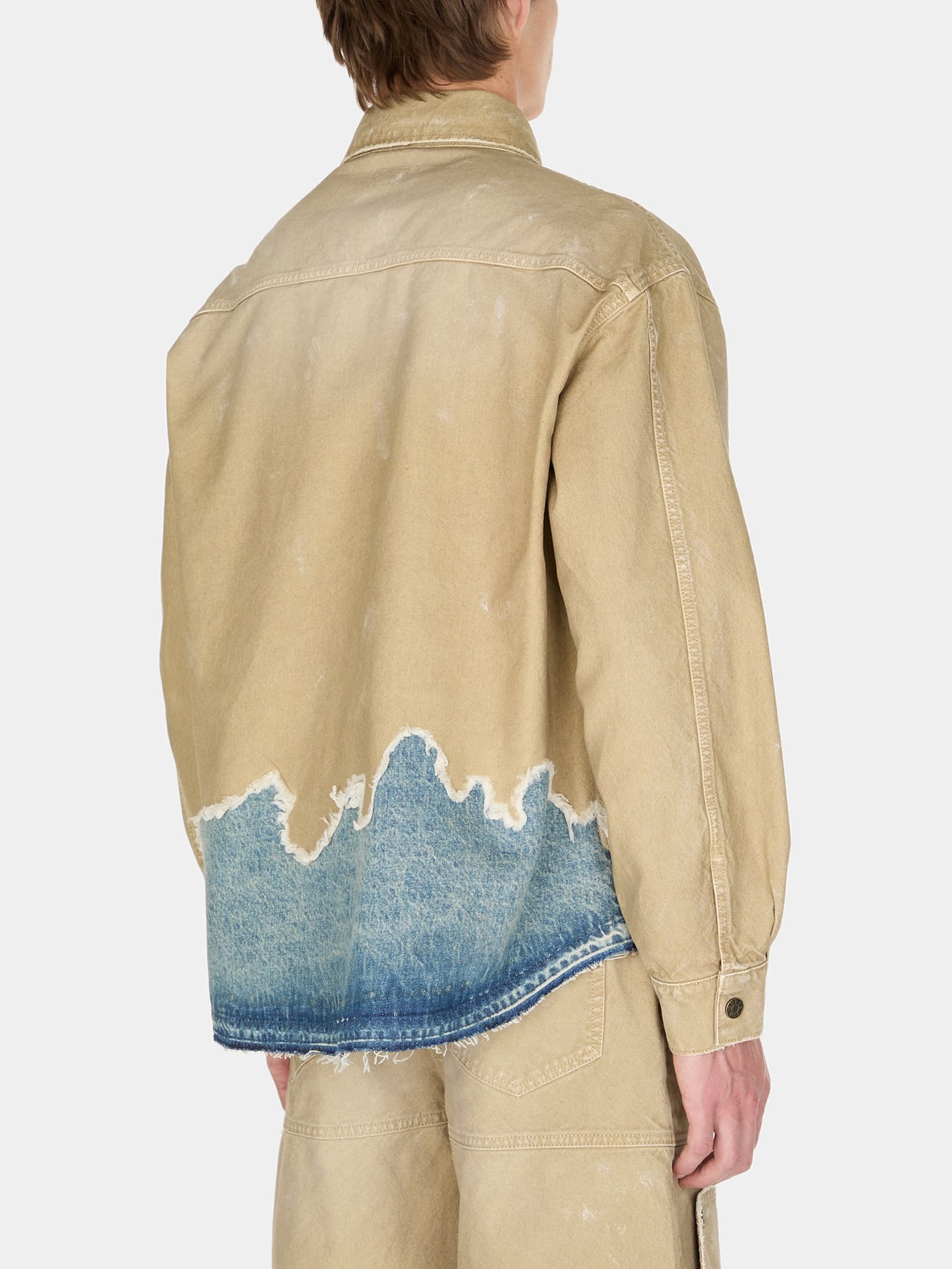 jaqueta camisa de lona desgastada