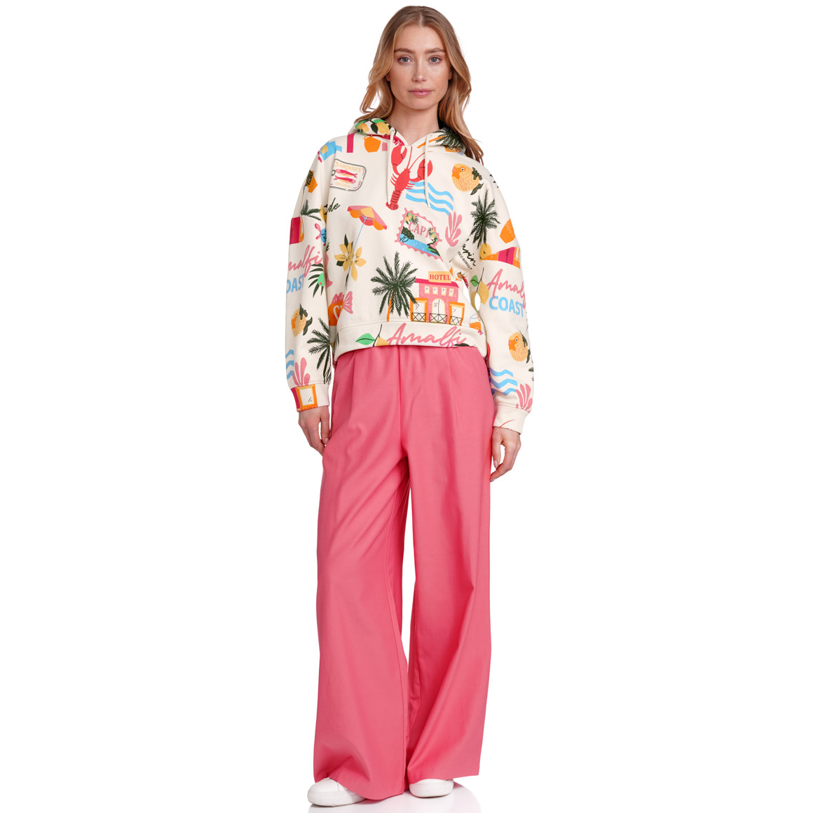 Jonas Nielsen Damen Hose mit weiten Beinen pink