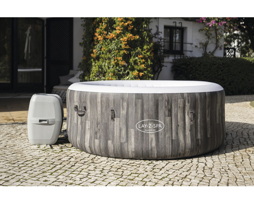 Bestway® LAY-Z-SPA® Bahamas AirJet™ opblaasbare hottub met 120 luchtjets, multifunctionele pomp, geïntegreerde verwarming en afsluitbare thermische afdekking, grijs