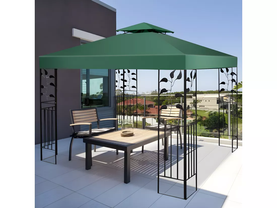Toile de Rechange en Plastique et vinyle Impérméable de Jardin pour Pavillon Tonnelle 3 x 3 M Vert