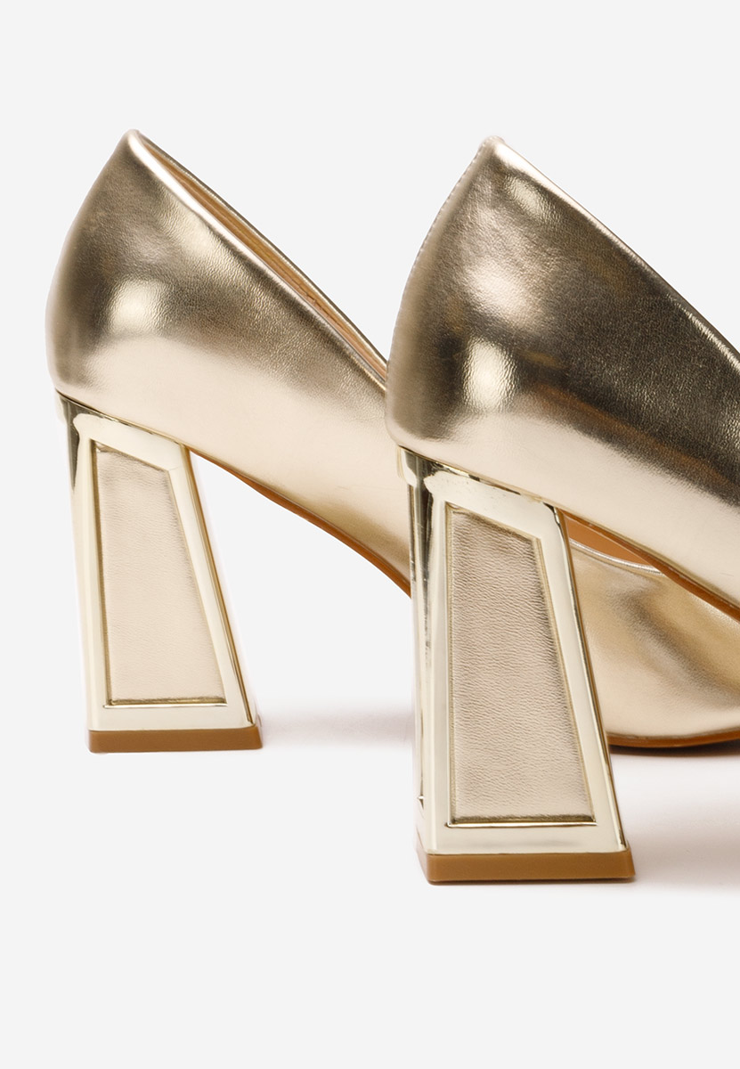 Chaussures à talon épais dorées Cizella