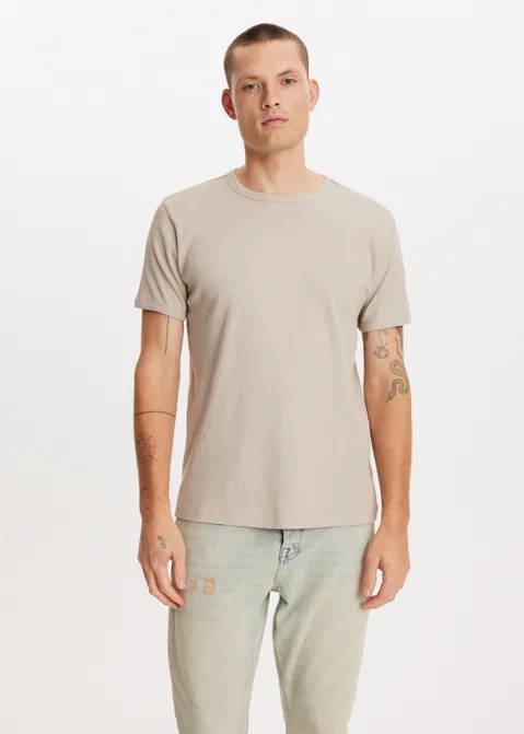 Basic rib t-shirt zand (ZAND)