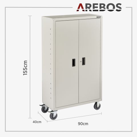 Aktenschrank_Garagenschrank 155 x 90 x 40 cm mit Rollen