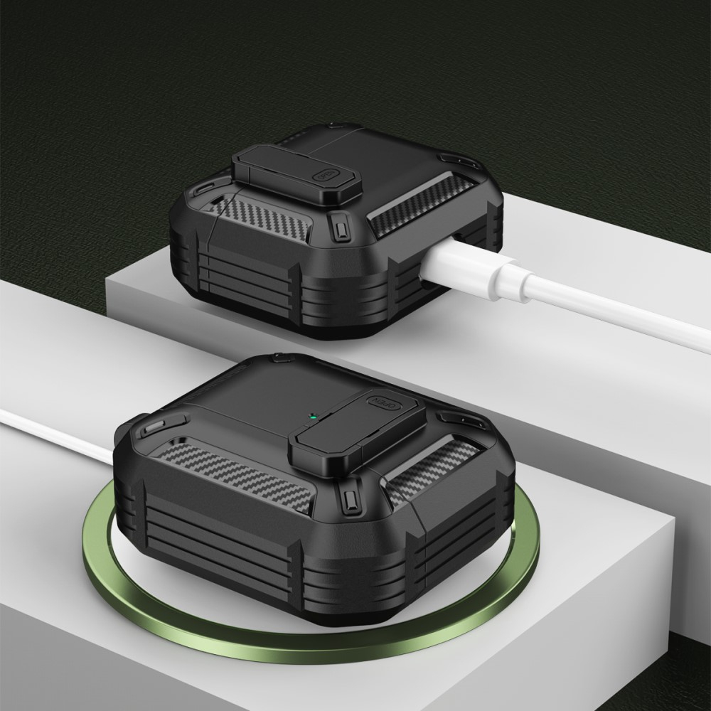 AirPods (3. Generation) Hybrid Hardcase Schutzhülle mit Karabinerhaken - Schwarz