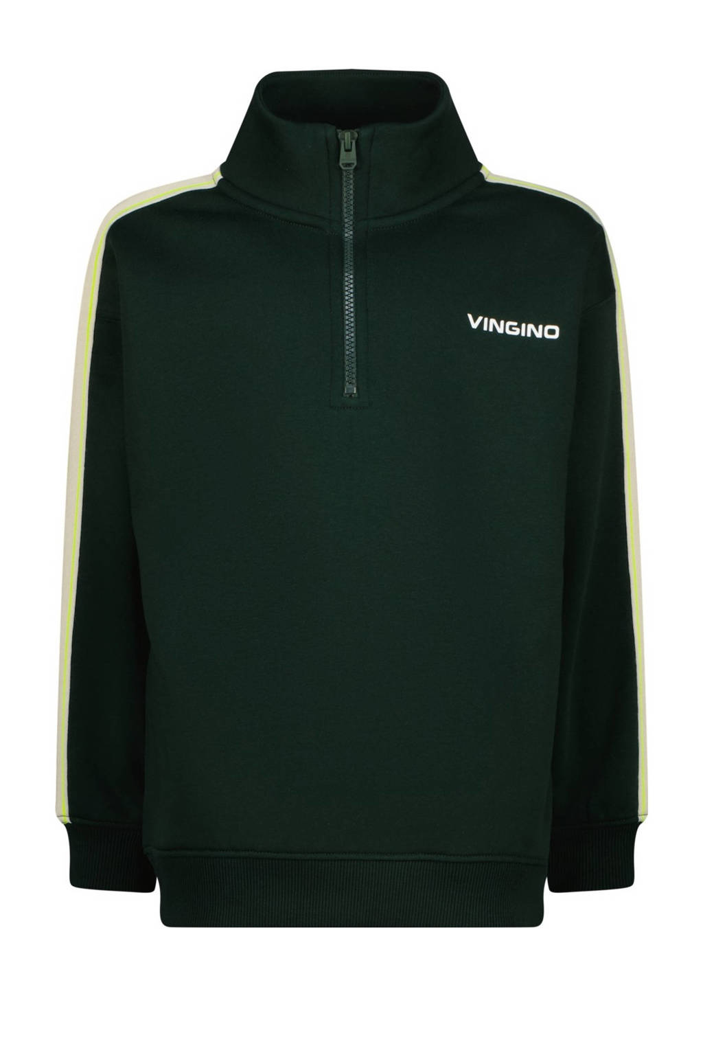 Vingino sweater Naino donkergroen/neongeel/ecru