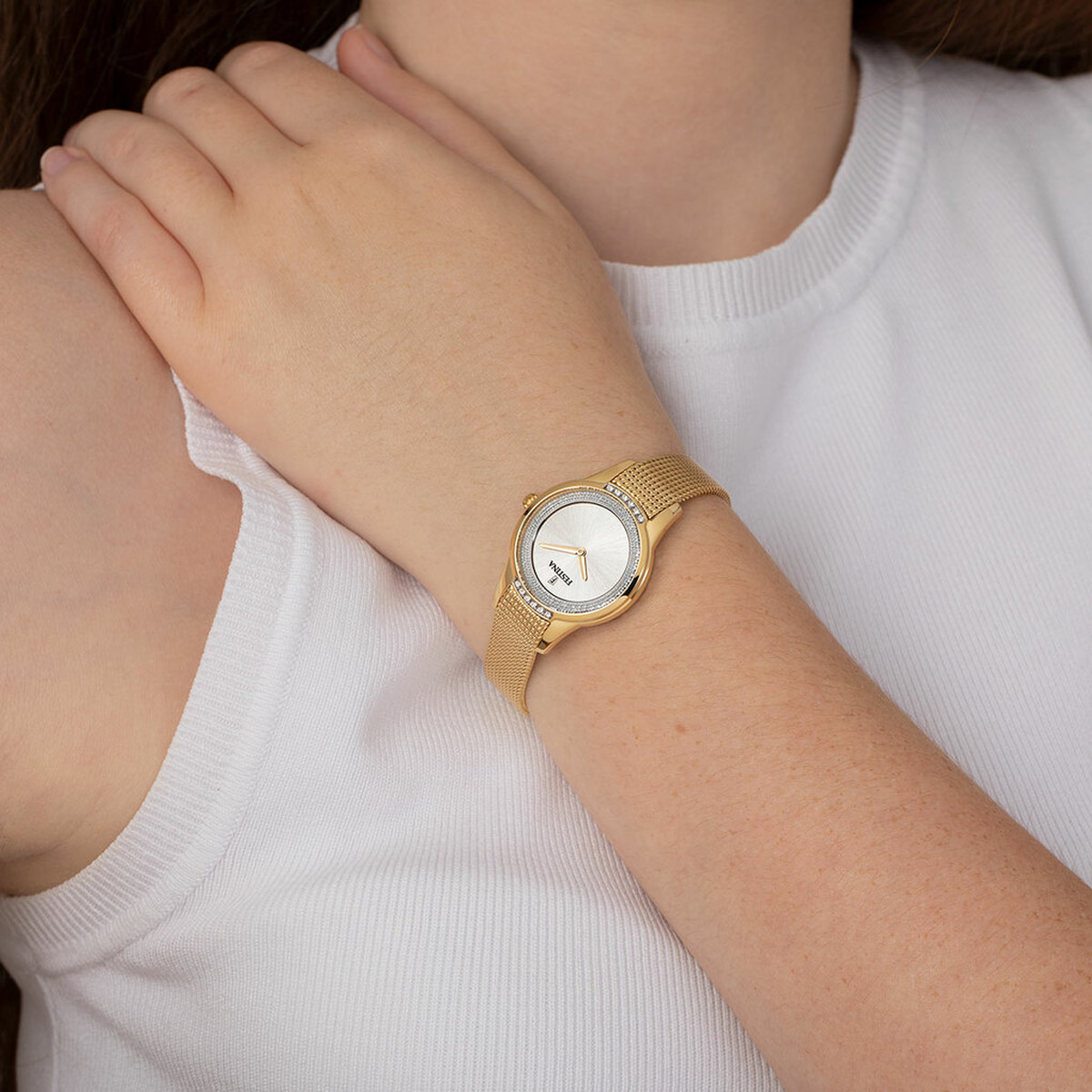 Montre Festina femme acier doré maille milanaise