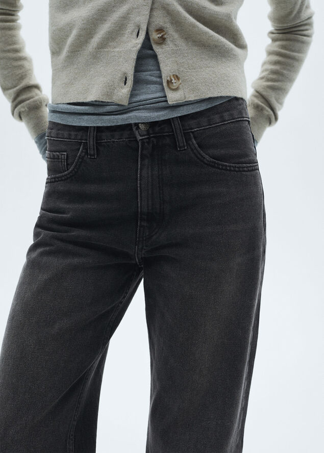 MANGO Miami medium-rise straight-fit jean Open grey