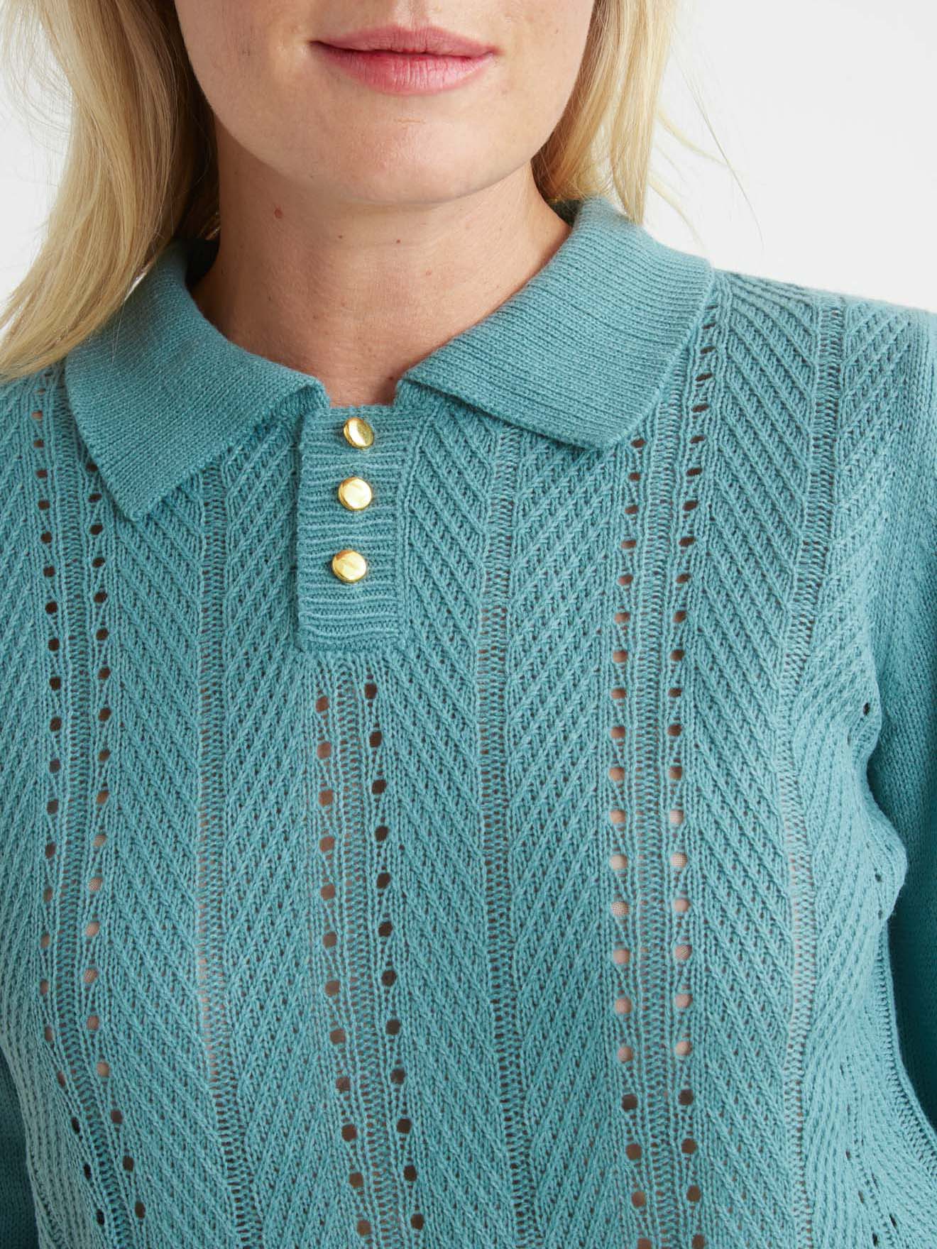 Pull col polo point ajouré