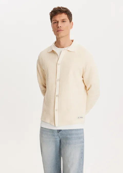 Vest met structuur off-white (CREME.L)
