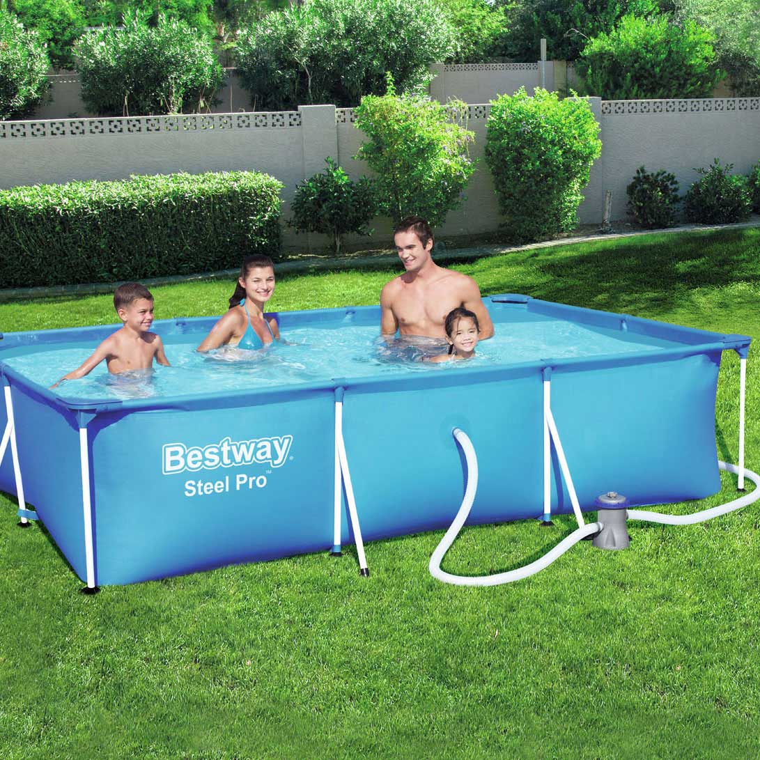 Bestway Zwembad Set Steel Pro Rechthoek met Pomp, 300x201x66cm