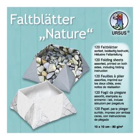 URSUS Faltblätter Nature ca. 10 x 10 cm, 80 g/qm, 120 Blatt sortiert in 10 Designs