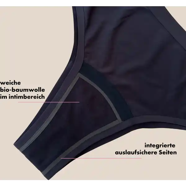 Nahtlose Periodenunterwäsche Hipster Gr. XL schwarz