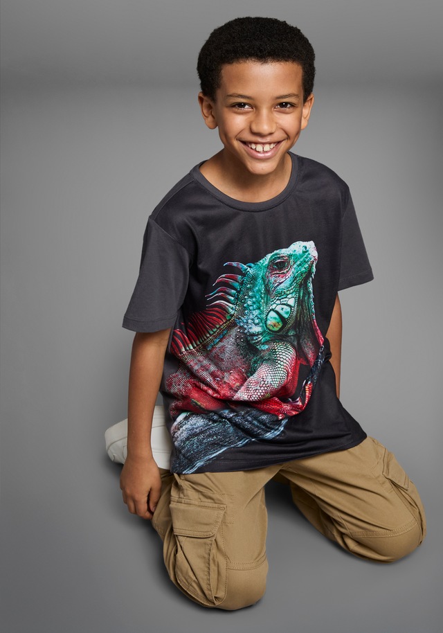 KIDSWORLD T-Shirt »Fotoprint: LITTLE LIZARD«, Kurzarm, mit stylischem Leguan-Druck,  Rundhalsausschnitt
