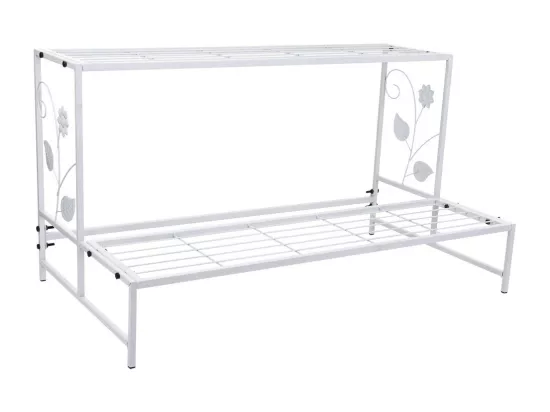 Support pour pots de fleurs en métal blanc 80x44x44h
