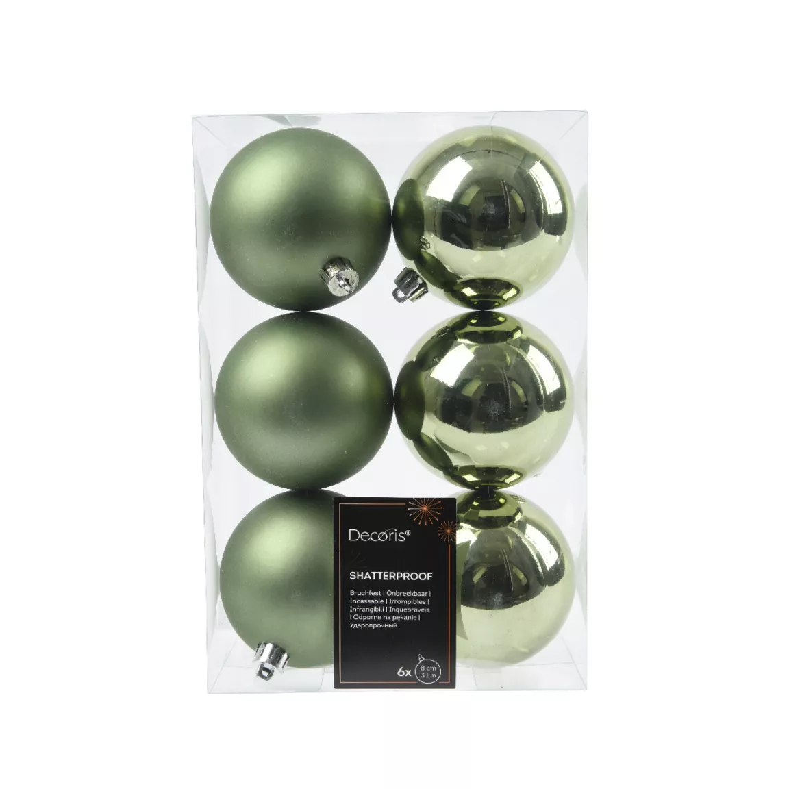 Lot de 6 boules de Noël (D80 mm) Alpine Vert romarin