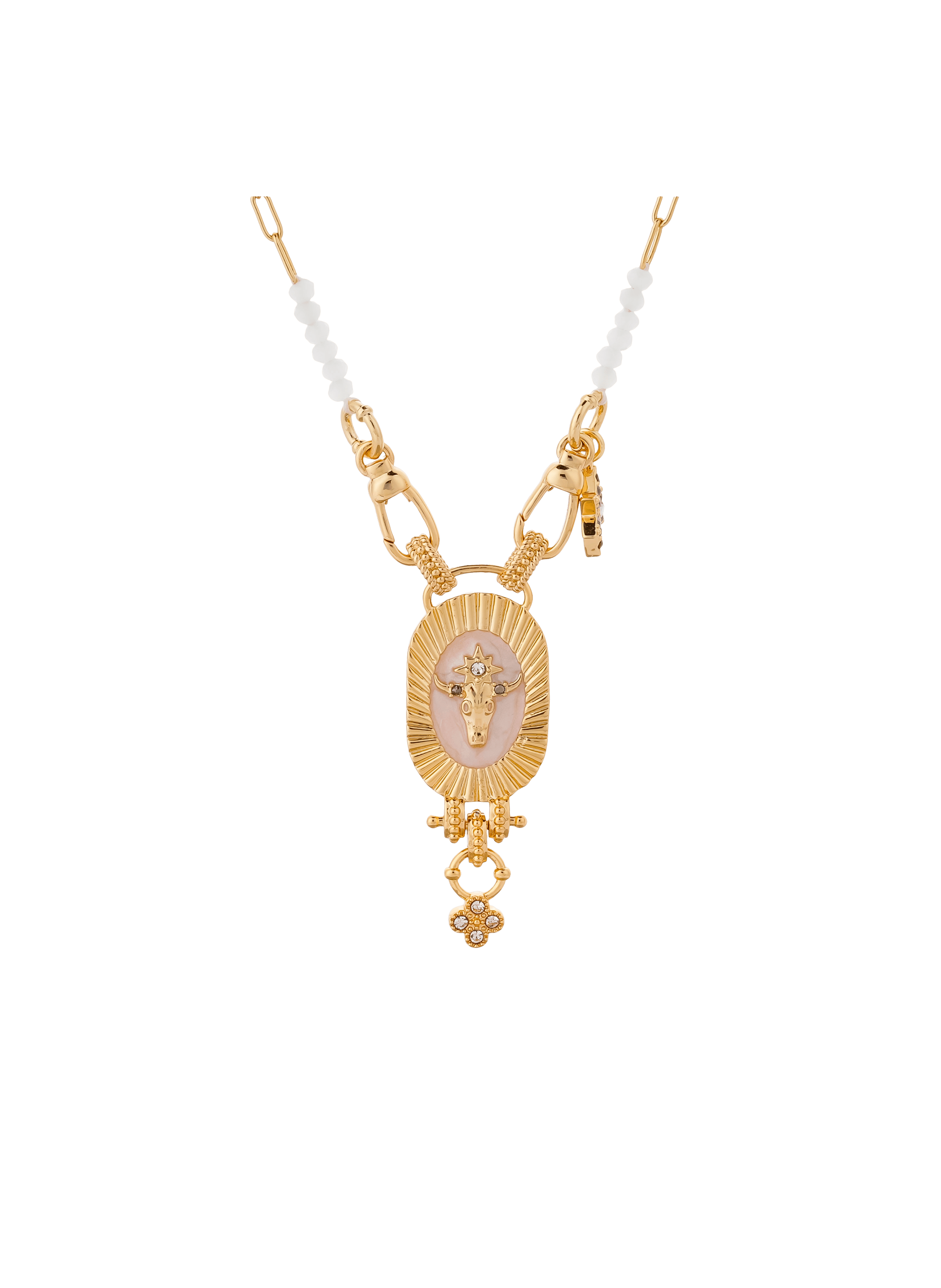 TAURI - Collier chaîne avec pendentif en laiton | Blanc