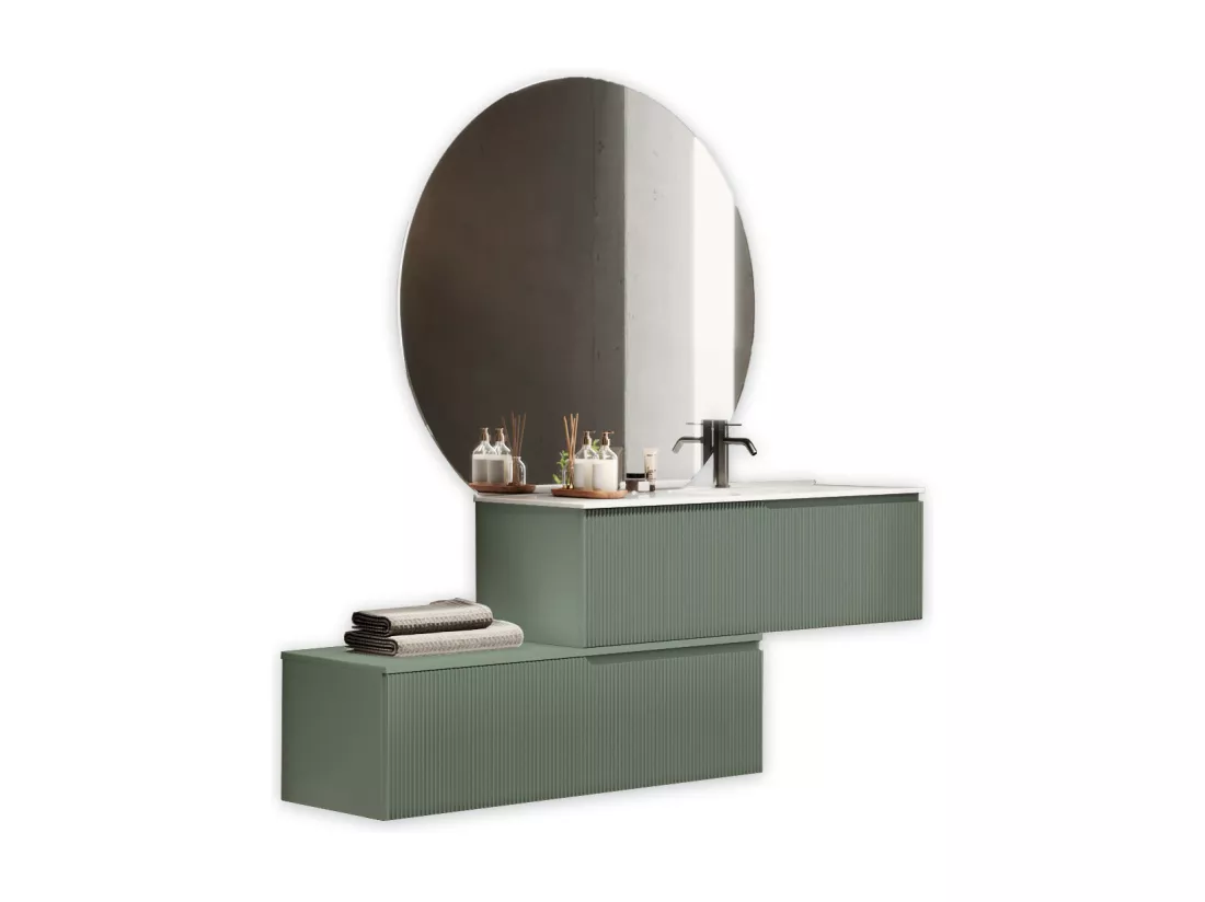 Composition vasque droite 4 pieces VENERE vert sauge