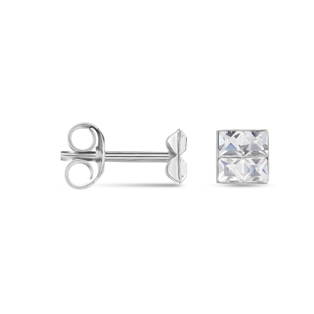 Boucles D'oreilles Puces Eve Argent Blanc Oxyde De Zirconium