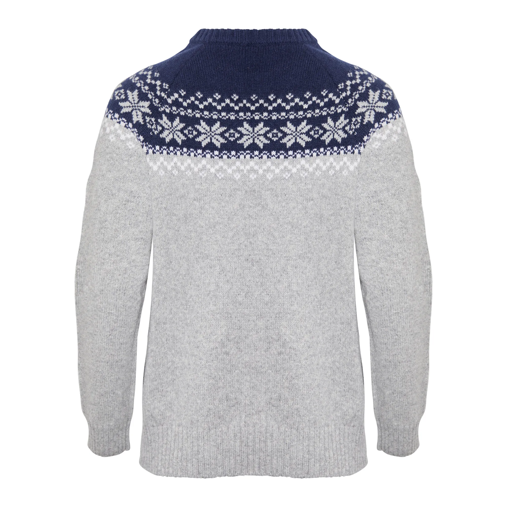 Gridarmor Women’s Snøkrystall Round Neck Ullgenser Light Grey/Dark Navy/White