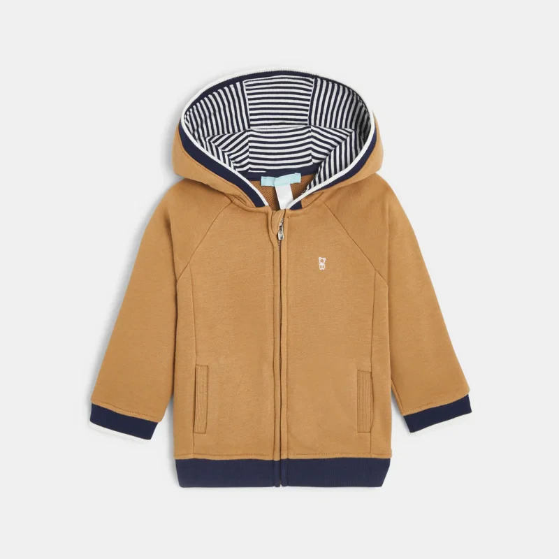 Sweat zippé molleton à capuche marron bébé garçon Marron