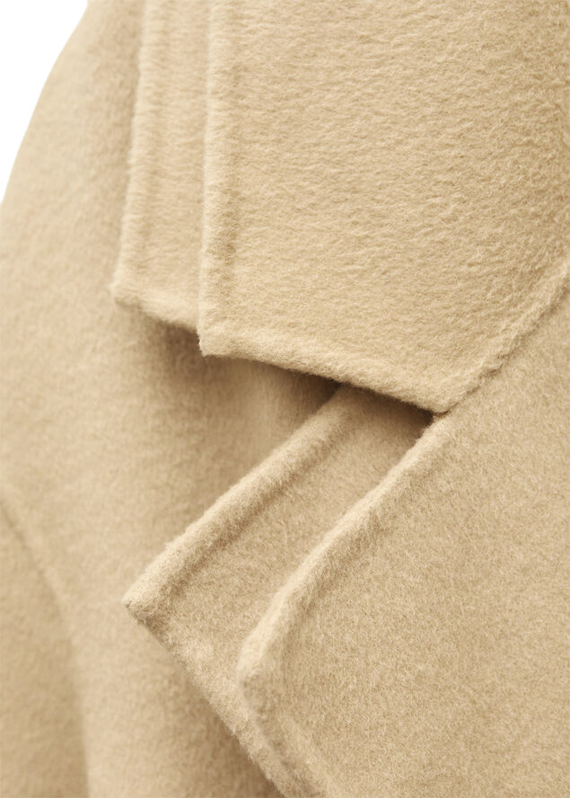 MANGO Woollen coat with belt Medium brown