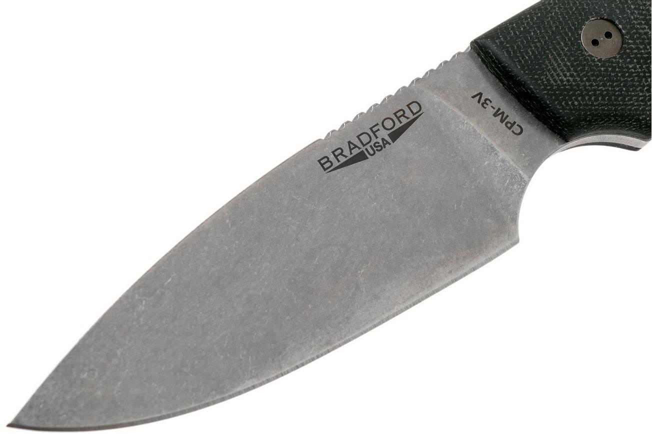 Bradford Guardian 4, 3D Black Micarta Guardian 4 CPM 3V, Full Flat Stonewashed 4FH-101-3V