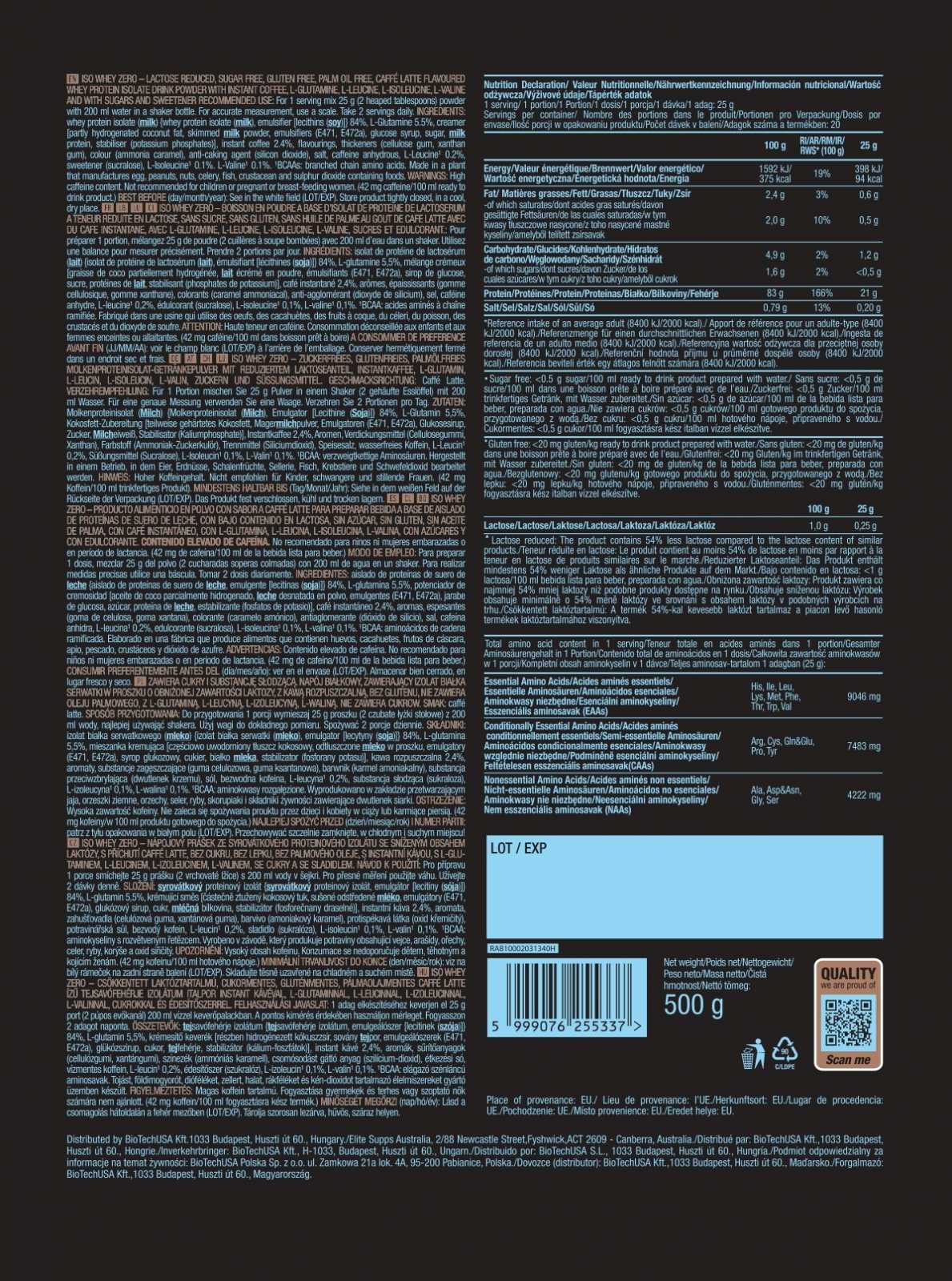 Biotech USA Iso Whey Zero 500g
